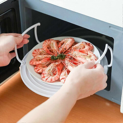 Tabuleiro Redondo para Micro-ondas 2 Peças, Organizador de Alimentos em Camadas, Compatível com Micro-ondas e Vapor 2