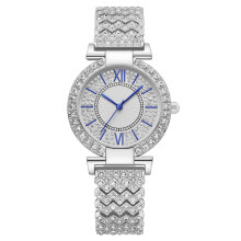 Women's Quartz Watch with Rhinestones Steel Band Silver