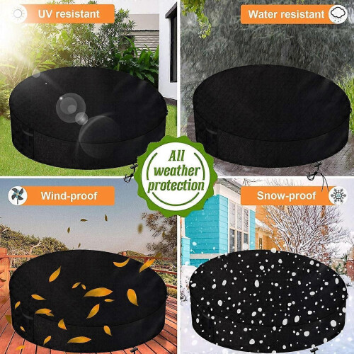 Capa para Cama Redonda de Jardim, Impermeável e Resistente a UV com Alças e Ventilações 1