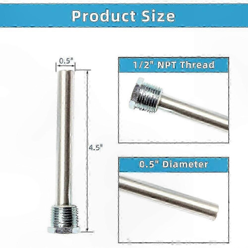 Vara de Ânodo de Magnésio Compatível com RV, 1/2" NPT, para Proteção de Aquecedor de Água contra Corrosão, 4.5 Polegadas 2