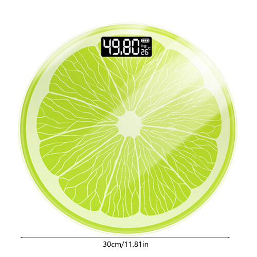 Glass Bathroom Scale with Fruit Pattern and Temperature 2