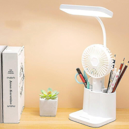 Luminária de Mesa LED Flexível com Sensor Toque, USB, Suporte para Canetas, Proteção Ocular, ABS 1