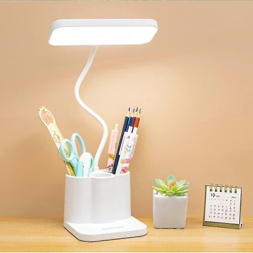 Luminária de Mesa LED Flexível com Sensor Toque, USB, Suporte para Canetas, Proteção Ocular, ABS 2