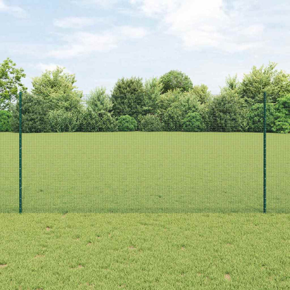 Vidaxl Welded Wire Fence With Post 25 X 1.2 M Pvc-Coated Steel Green