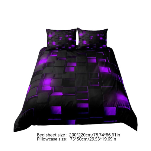 Queen Duvet Cover Set Purple Microfiber 3-Piece 2