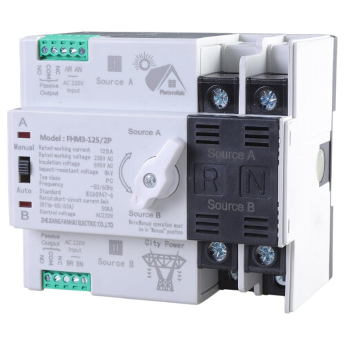 Commutateur de transfert automatique 2P100A à double alimentation 1