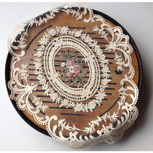 Retro lace placemats beige 12x16 in 12-pack 2