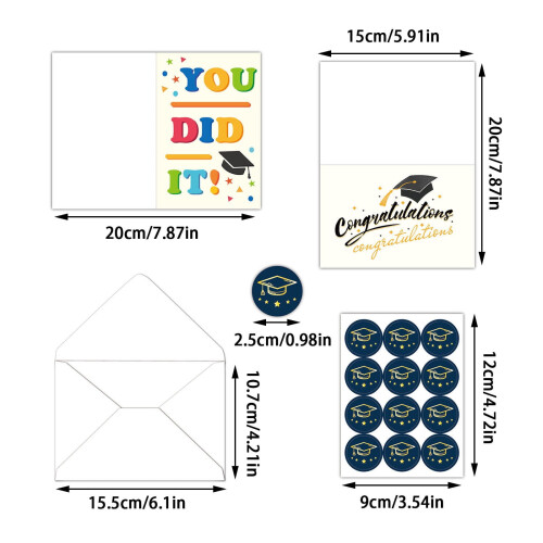 Graduation Cards 6 Designs 12-Pack with Envelopes 2