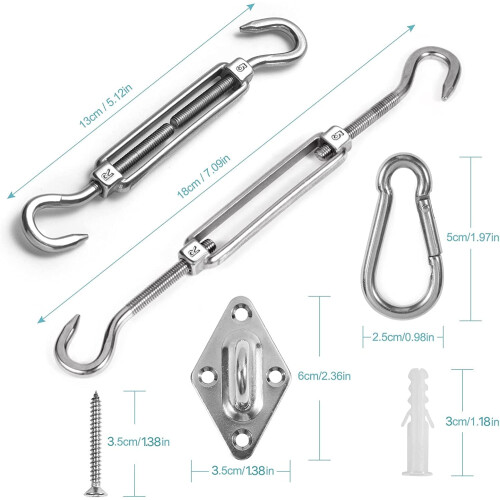 Ensemble de fixation robuste pour auvent en acier inoxydable (1 ensemble) 1