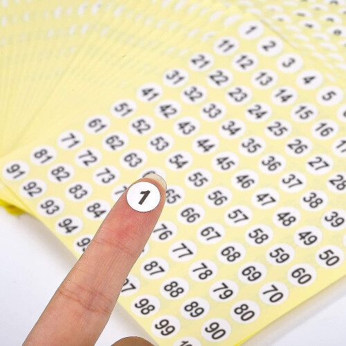 100 Etiquetas Autocolantes Números 1-100 Redondas, 0,4 Polegadas, Papel Impermeável para Organização de Armazenamento 2