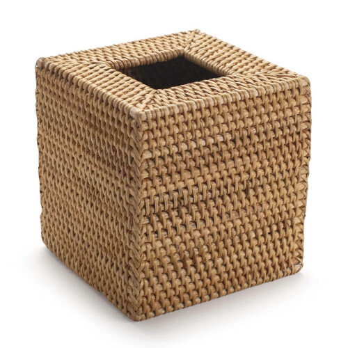 Capa para Caixa de Lenços de Vime Compatível com Kleenex, Design de Base Aberta, Natural, 14x14x14,5 cm 1
