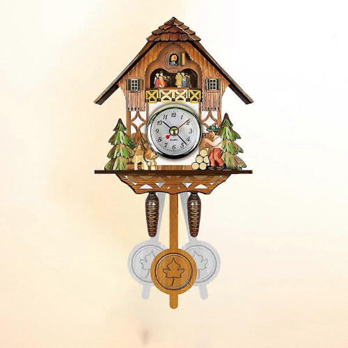 Relógio Cucu de Madeira com Pêndulo Antigo, Decoração de Parede para Sala de Estar e Cozinha 1