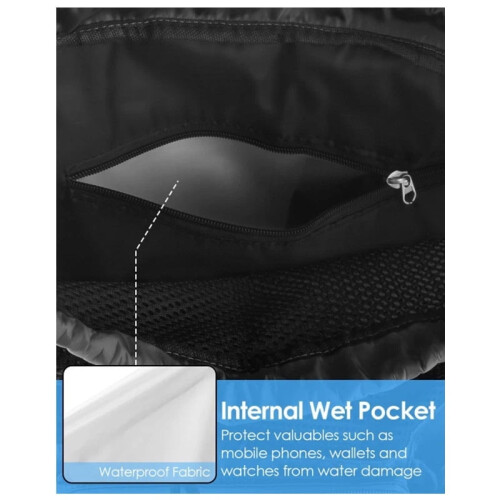Black swim backpack with wet pocket 40 x 47 cm 2