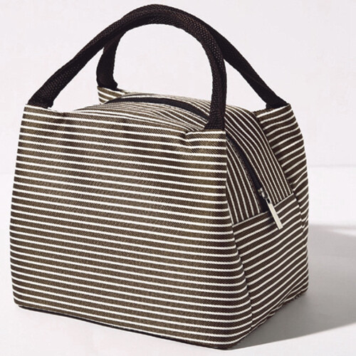 Καφέ ριγέ Oxford Lunch Box με μόνωση, αδιάβροχο 12L