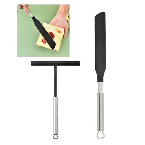 Conjunto Distribuidor e Espátula de Aço Inoxidável e Nylon para Crepes 1