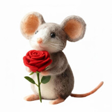 Enfeite de ratinho de feltro para o Dia dos Namorados, feito à mão.