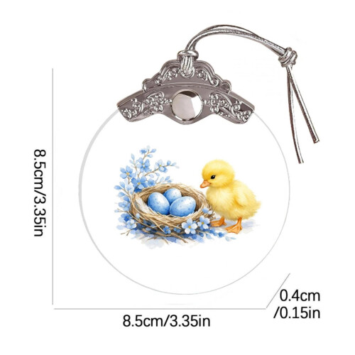 Easter Glass Hanging Decor 2D Flat Holiday Ornament 2
