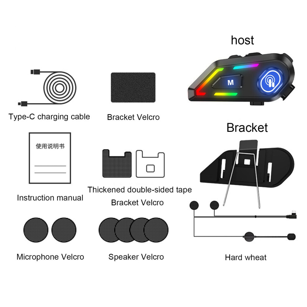 Motorcycle Bluetooth Earphones Rgb Noise Reduction Ipx7 908436399081