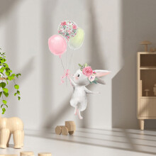 Rabbit Balloon Wall Stickers Colorful Nursery Decor 12pcs