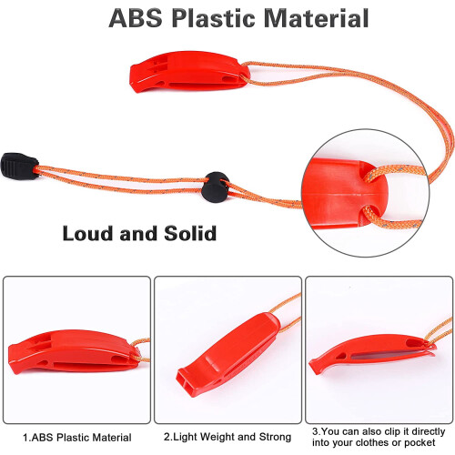 Safety Survival Whistle with Reflective Lanyard 6PCS 2