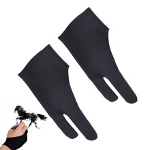 Drawing Gloves for Artists Two-Finger Design 2pcs Black S