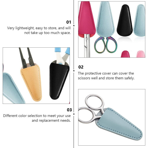PU Leather Scissors Protection Covers 6 Pcs 1