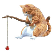 Lovely Cats Fishing Statue Aquarium Ornament 1pc
