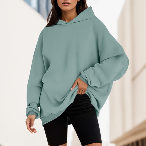 Damen-Hoodie, weicher, dehnbarer Pullover, Mintgrün, XL 1