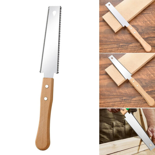 Japanese Pull Saw Wooden Handle Double-Edge Steel Blade 1