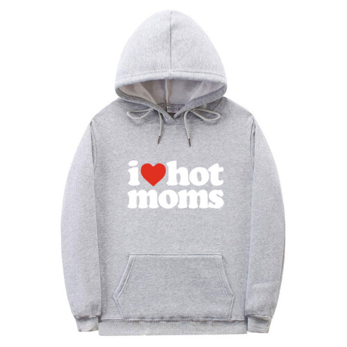 Ανδρικό Φούτερ με Κουκούλα και Στάμπα 'I LOVE HOT MOMS', S-3XL