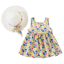 Blomsterprintet sommerkjolesæt til småbørnspiger ærmeløs vest +