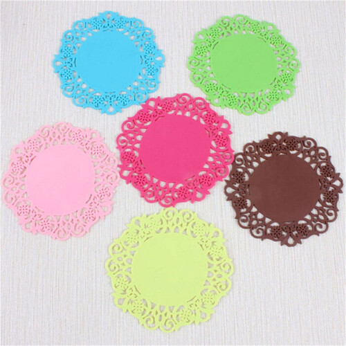 Silicone Drink Coasters with Lace Flower Design 6 pcs 2