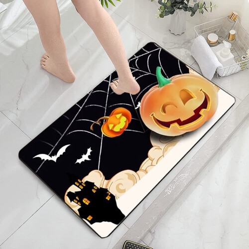 Πατάκια δαπέδου YiFudd Halloween, χαλιά μπάνιου με κολοκύθα, γρήγορα στεγνά, πατάκια 2