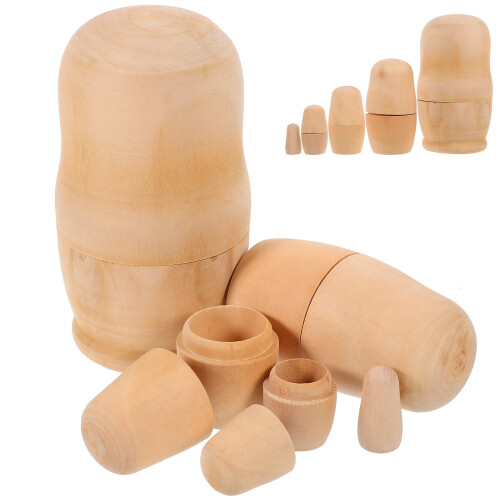 Unpainted Wooden Nesting Dolls DIY Set 10 pcs 1