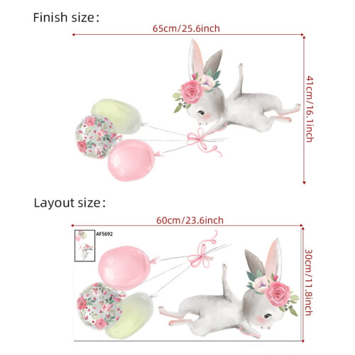 Rabbit Balloon Wall Stickers Colorful Nursery Decor 12pcs 1