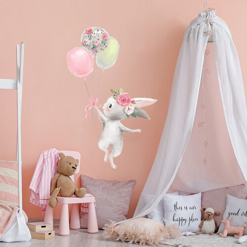 Rabbit Balloon Wall Stickers Colorful Nursery Decor 12pcs 2