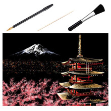 Mount Fuji Scratch Painting Kit for Adults with 3 Tools