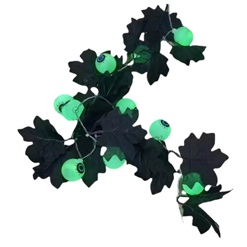 Halloween string lights black maple leaf eye USB