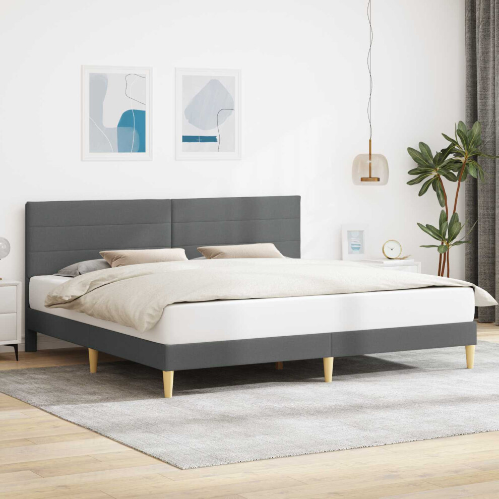 Vidaxl Bed Frame With Headboard Dark Grey 180 X 200 Cm Fabric