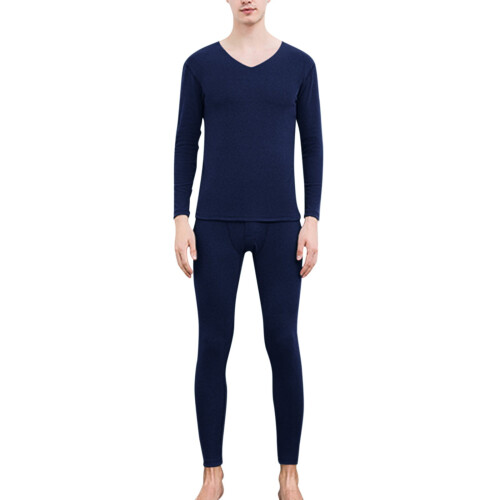 Σετ ανδρικών μακρύ ισοθερμικό johns από μετάξι γάλακτος χωρίς ραφές μπλε3XL
