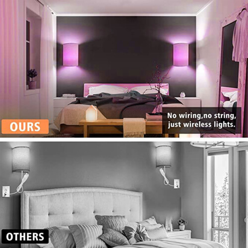 Rechargeable Wall Sconce Lamp with Remote Dimmable RGB LED 1