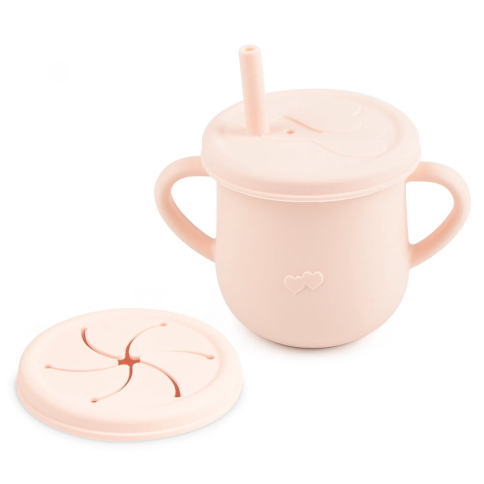Food Grade Silicone Baby Drinking Cup with Straw 2-in-1