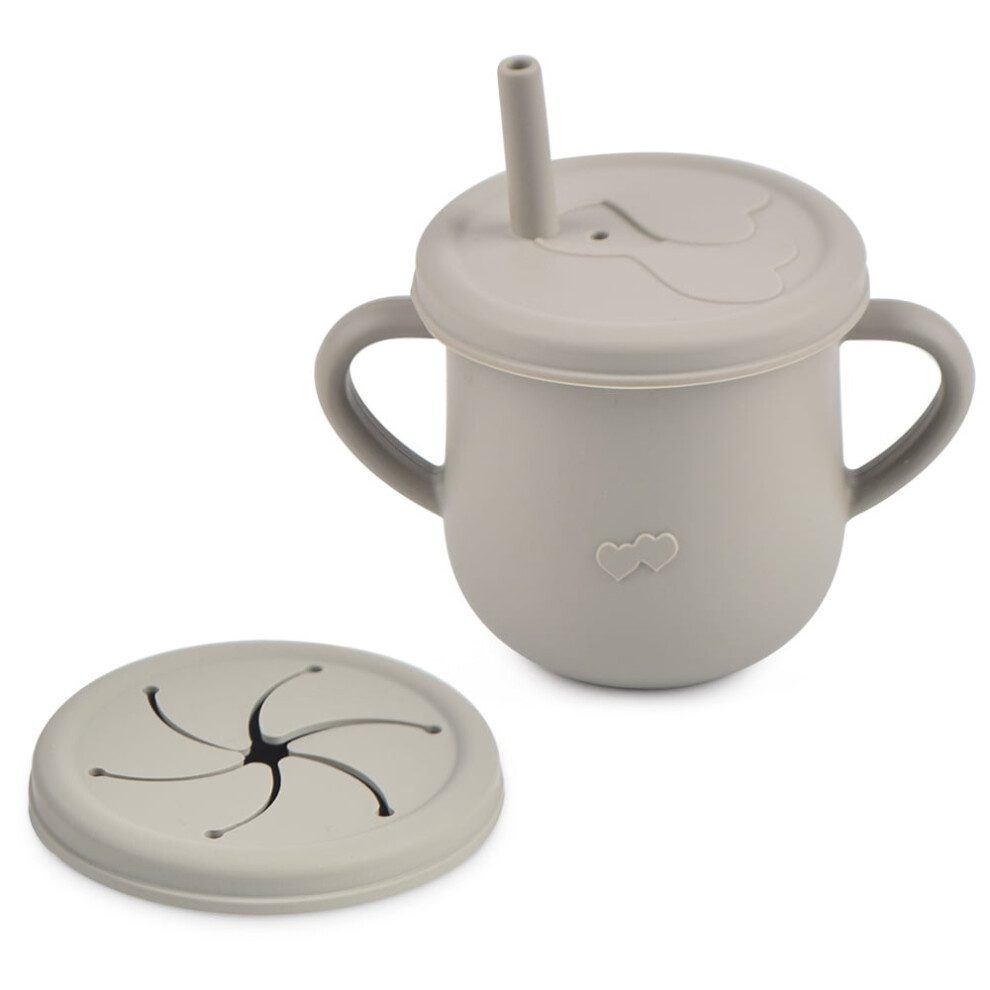 Food Grade Silicone Baby Sippy Cup with Straw 2-in-1