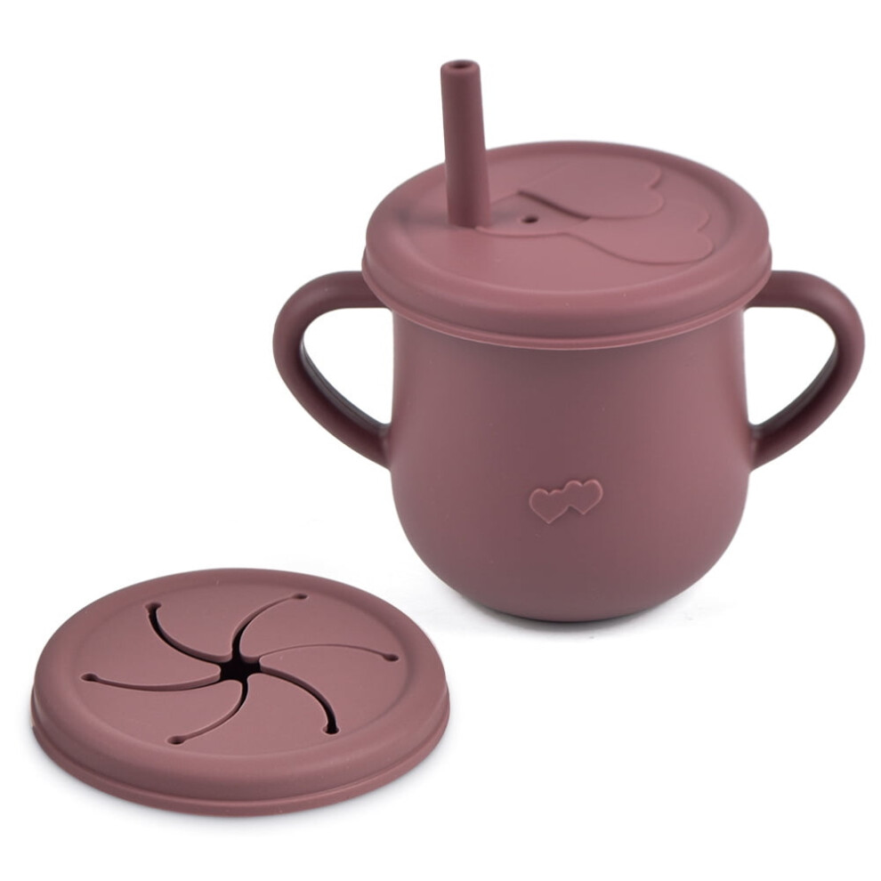 Food Grade Silicone Baby Drinking Cup with Straw 2-in-1