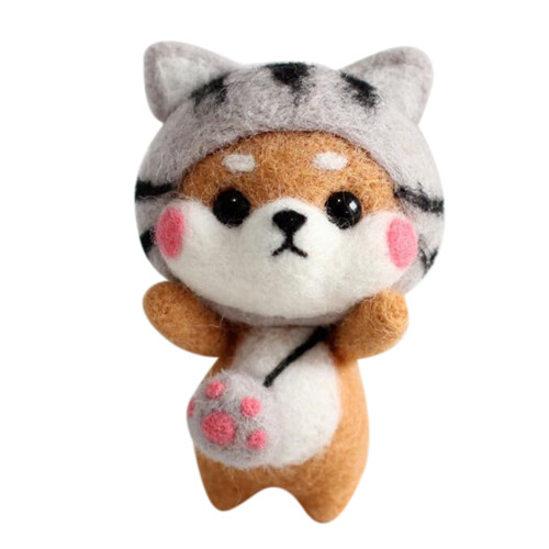 Dog pattern felt wool crafting kit handmade 1