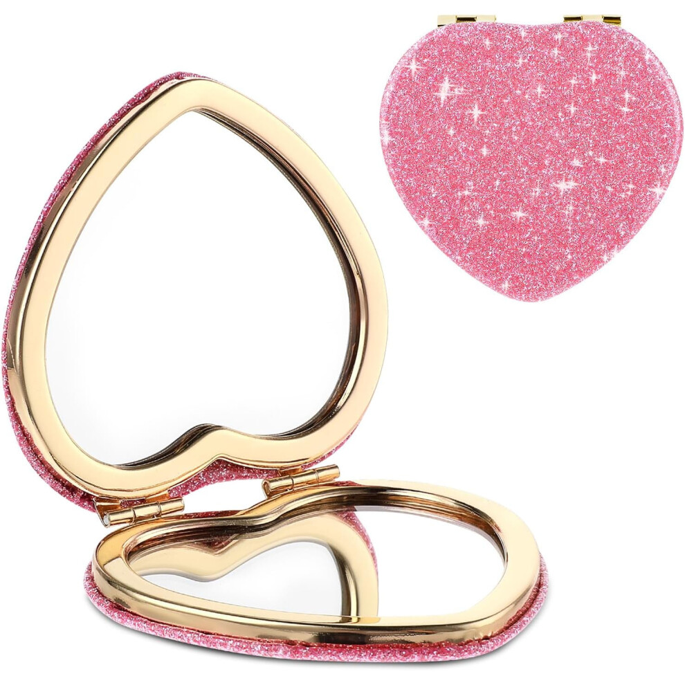 Compact Folding Makeup Mirror Butterfly Heart Shape 2x