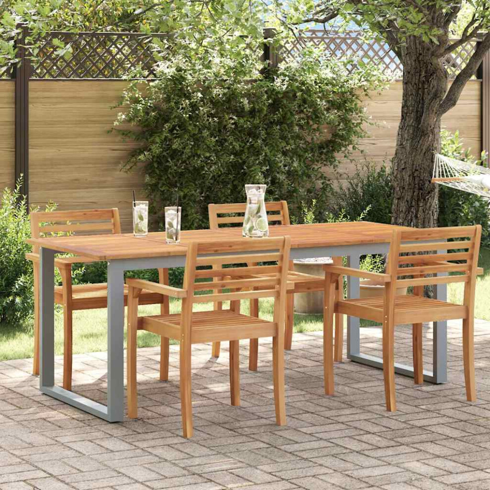 Vidaxl Garden Table Grey 200 X 90 X 75 Cm Solid Acacia Wood