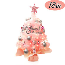 Mini Christmas Tree Artificial Pink LED Tabletop Tree 18