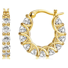 AllenCOCO14K Verguld Sterling Zilveren Oorstekers met Gesimuleerde Diamanten en Kubieke Zirkonia, Elegant Cadeau voor Dames, 16-19mm