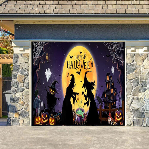 Haunted Halloween Garage Door Decoration 1pc 1
